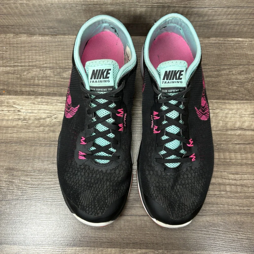 Nike Flex Supreme TR4 Black Pink Womens US Size 8 831571-008 Running Shoes